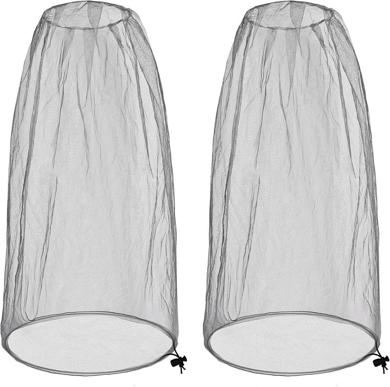 JayruiMice 2 Pack Ultra Large Mosquito Net 42x25 Inches Mosquito Head Net Oversized Insect Netting Bug Fits Most Hats for Gardening Hiking Fishing Traveling(Gray) - Image 1